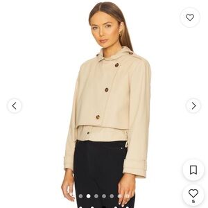 ba&sh Cropped Hooded Trench Jacket in Beige